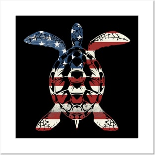 Turtle American Flag Costume Gift Posters and Art